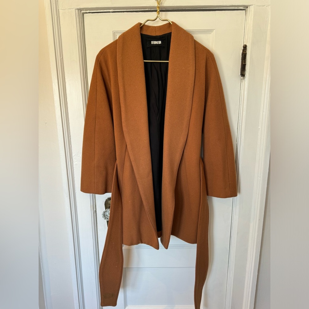 Reformation Shawl Collar Trench Coat with Sash Tie Closure, Size XS